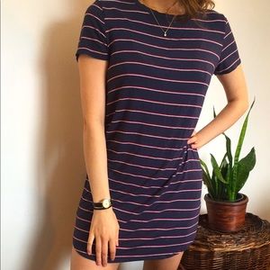 GARAGE stripped tshirt dress short sleeves marine
